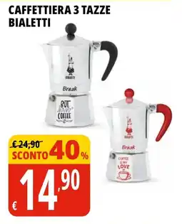 Tigros Caffettiera 3 tazze BIALETTI offerta