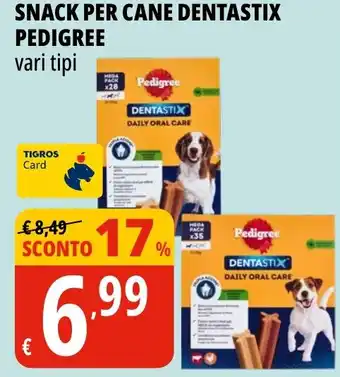 Tigros Snack per cane dentastix PEDIGREE offerta