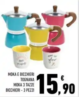 Conad Superstore Moka e bicchieri tognana moka 3 tazze bicchieri - 3 pezzi offerta