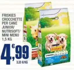 Splendidi e Splendenti Friskies crocchette per cane junior/ nutrisoft/ mini menu offerta