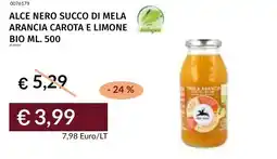 Prezzemolo e Vitale Alce nero succo di mela arancia carota e limone bio offerta