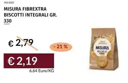 Prezzemolo e Vitale Misura fibrextra biscotti integrali offerta