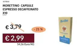 Prezzemolo e Vitale Morettino capsule espresso decaffeinato offerta