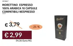 Prezzemolo e Vitale Morettino espresso 100% arabica 10 capsule compatibili nespresso offerta