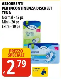Tigros Assorbenti per incontinenza discreet TENA offerta