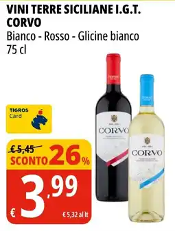 Tigros Vini terre siciliane I.G.T. CORVO offerta