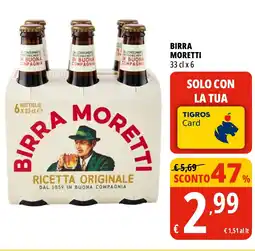 Tigros Birra MORETTI offerta