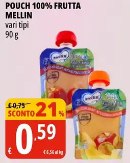 Tigros Pouch 100% frutta MELLIN offerta