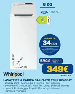 DIMOStore Whirlpool LAVATRICE A CARICA DALL'ALTO TDLR 6240S IT offerta