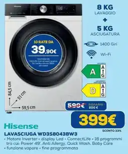 DIMOStore Hisense LAVASCIUGA WD3S8043BW3 offerta