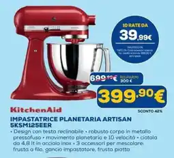 DIMOStore KitchenAid IMPASTATRICE PLANETARIA ARTISAN 5KSM125EER offerta
