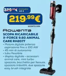DIMOStore Rowenta SCOPA RICARICABILE X-FORCE 9.60 ANIMAL CARE RH2077 offerta