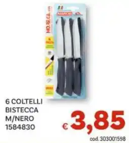 Vivo Supermercati 6 coltelli bistecca m/nero 1584830 offerta
