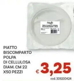 Vivo Supermercati Piatto biscomparto polpa di cellulosa diam. cm 22 offerta