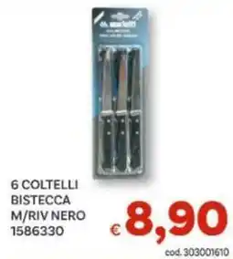 Vivo Supermercati 6 coltelli bistecca m/riv nero 1586330 offerta