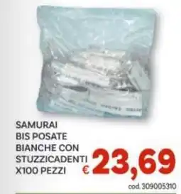 Vivo Supermercati Samurai bis posate bianche con stuzzicadenti offerta