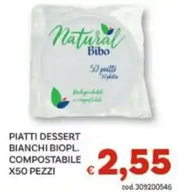 Vivo Supermercati Piatti dessert bianchi biopl. compostabile offerta