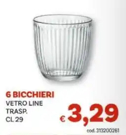 Vivo Supermercati 6 bicchieri vetro line trasp. cl 29 offerta