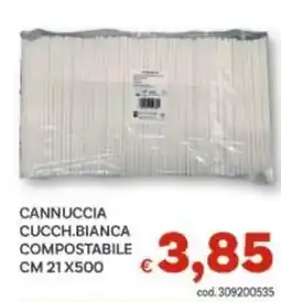 Vivo Supermercati Cannuccia cucch.bianca compostabile cm 21 x500 offerta
