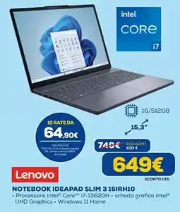 DIMOStore Lenovo NOTEBOOK IDEAPAD SLIM 3 15IRH10 offerta
