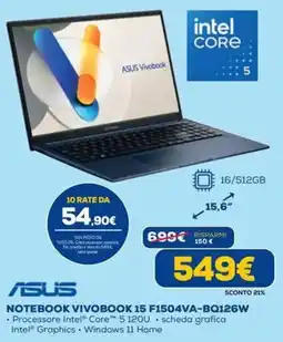 DIMOStore ASUS NOTEBOOK VIVOBOOK 15 F1504VA-BQ126W offerta