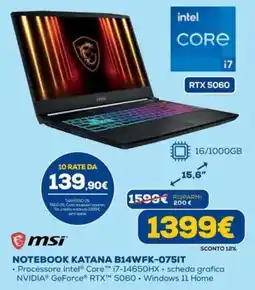 DIMOStore msi NOTEBOOK KATANA B14WFK-075IT offerta