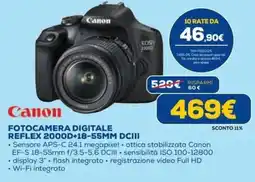 DIMOStore Canon FOTOCAMERA DIGITALE REFLEX 2000D+18-55MM DCIII offerta