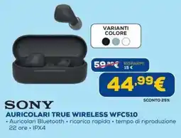 DIMOStore SONY AURICOLARI TRUE WIRELESS WFC510 offerta
