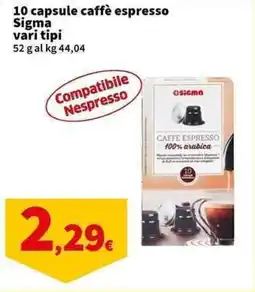 Sigma Superstore 10 capsule caffè espresso Sigma offerta