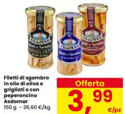Interspar Filetti di sgombro in olio di oliva o grigliati o con peperoncino Asdomar offerta