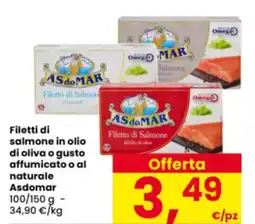 Interspar Filetti di salmone in olio di oliva o gusto affumicato o al naturale Asdomar offerta