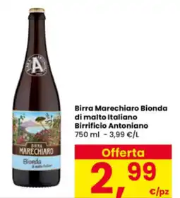 Interspar Birra Marechiaro Bionda di malto Italiano Birrificio Antoniano offerta