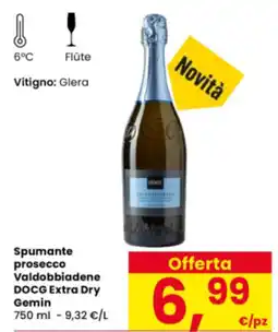 Interspar Spumante prosecco Valdobbiadene DOCG Extra Dry Gemin offerta