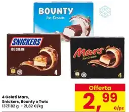 Interspar 4 Gelati Mars, Snickers, Bounty o Twix offerta