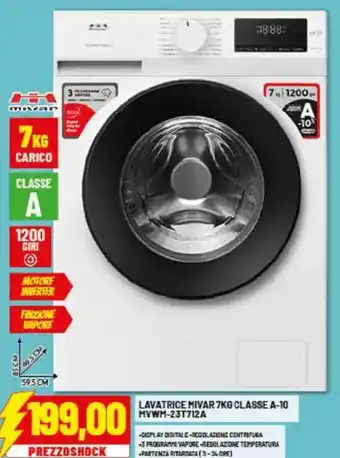 LAVATRICE MIVAR 7KG CLASSE A-10 MVWM-23T712A