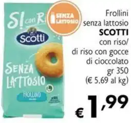 Maxi Supermercati Frollini senza lattosio SCOTTI con riso/ di riso con gocce di cioccolato offerta