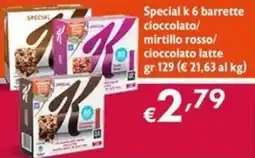 Maxi Supermercati Special k 6 barrette cioccolato/ mirtillo rosso/ cioccolato latte offerta