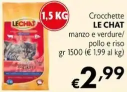 Maxi Supermercati Crocchette LE CHAT manzo e verdure/ pollo e riso offerta