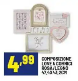 Risparmio Casa Composizione love 5 cornici rosa/legno offerta