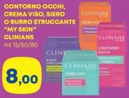 Panorama Contorno occhi, crema viso, siero o burro struccante "my skin" CLINIANS offerta