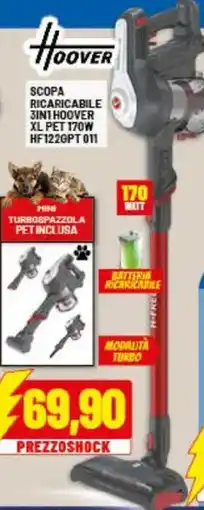 Risparmio Casa Hoover SCOPA RICARICABILE 3IN1 HOOVER XL PET 170W HF122GPT 011 offerta