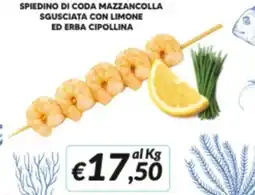 Supermercati Visotto Spiedino di coda mazzancolla sgusciata con limone ed erba cipollina offerta