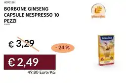 Prezzemolo e Vitale Borbone ginseng capsule nespresso offerta