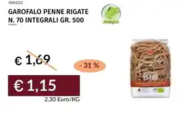 Prezzemolo e Vitale Garofalo penne rigate N. 70 integrali offerta