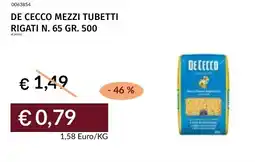 Prezzemolo e Vitale De cecco mezzi tubetti rigati N. 65 offerta