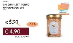 Prezzemolo e Vitale Giu giu filetti tonno naturale offerta