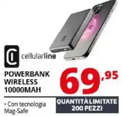 Comet Cellularline powerbank wireless 10000MAH offerta