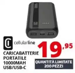 Comet Cellularline caricabatterie portatile 10000MAH usb/usb-c offerta