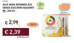 Prezzemolo e Vitale Alce nero bevanda ace senza zuccheri aggiunti offerta