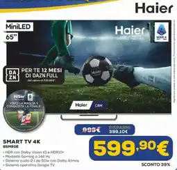Euronics Haier SMART TV 4K 65M90E offerta